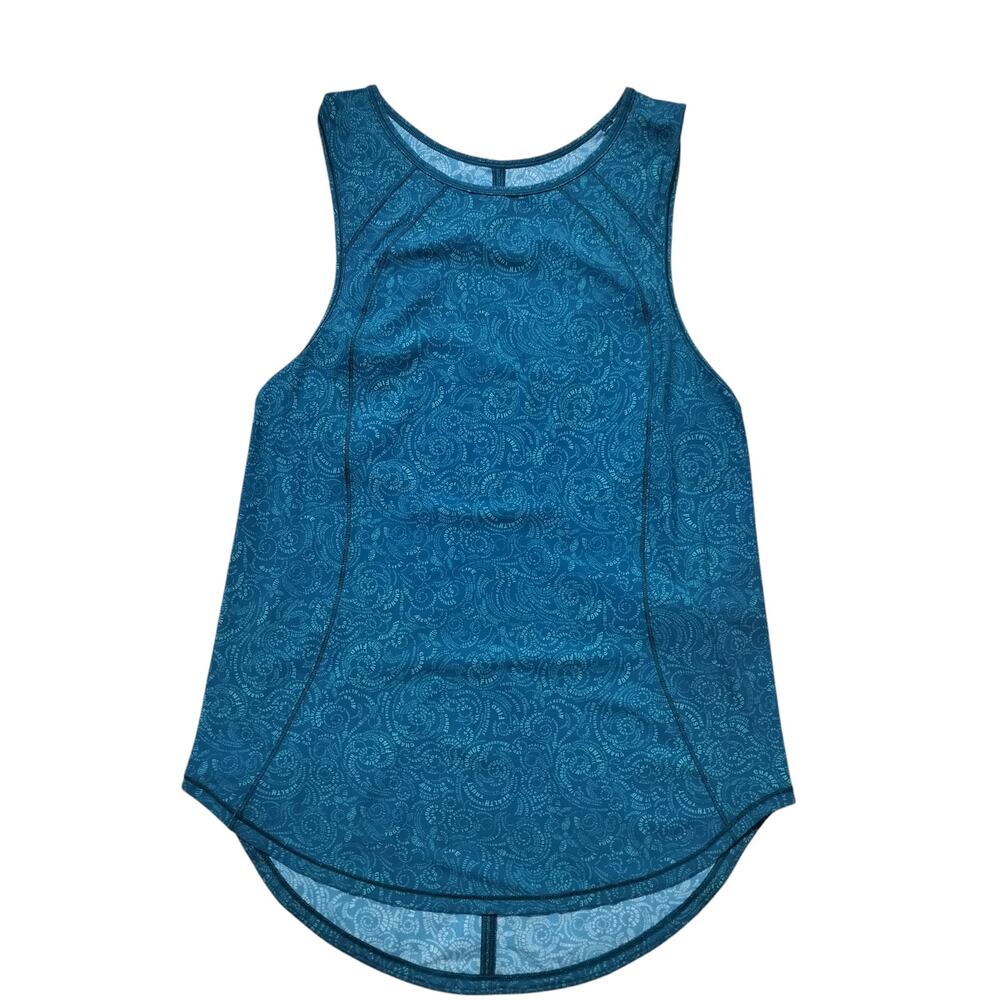 New Lululemon‎ Women's Sculpt Tank Teal Printed Tank Top Size 4-With Defects